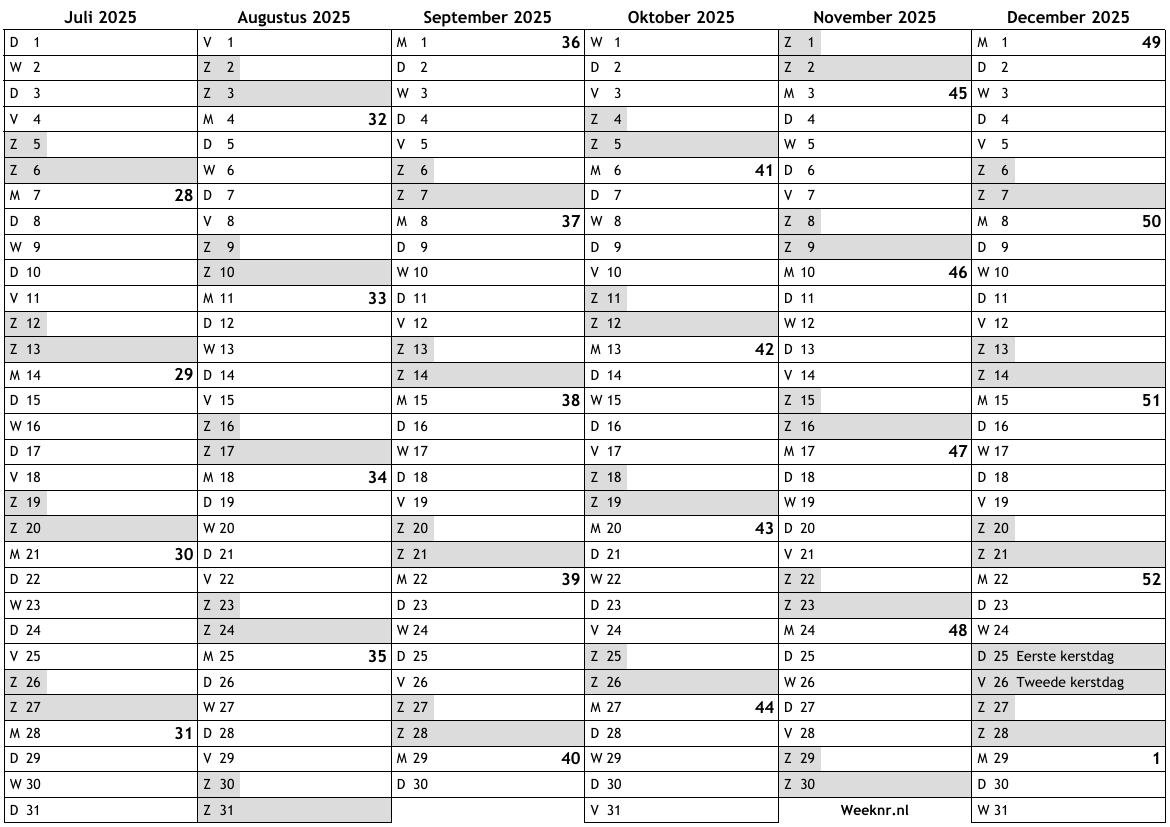kalender-2025-tweede-semester